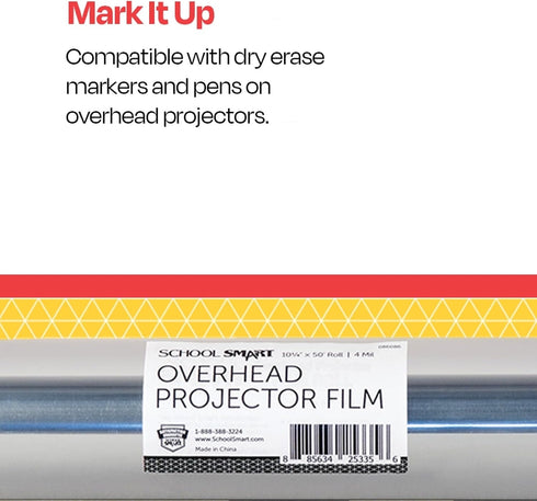 School Smart 10-1/4 Inches 50 4 Overhead Projector Film Roll, x Feet, mil Thick