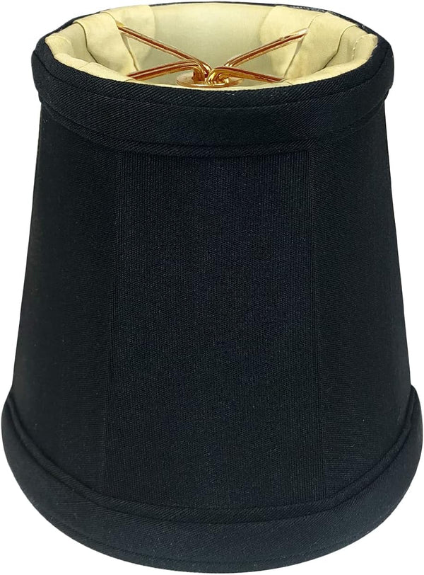 Royal Designs, Inc. Empire Chandelier Shade with Flame Clip Fitter,CS-102BLK/GL, Black, 3