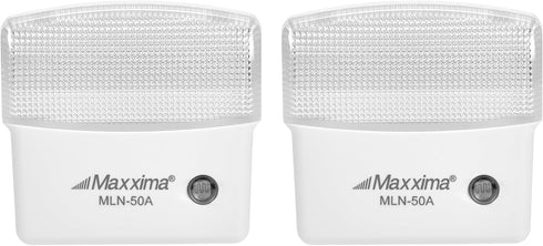 25 2 Pack Maxxima LED Night Light with Dusk to Dawn Sensor - Featuring Lumens, Plug In, Ideal for Bedrooms, Bathrooms