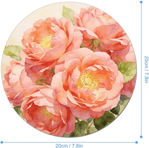 FekiLoot Salmon Pink Flowers Mouse Pads with Non-Slip Rubber Base Personalized Computer Mouse Mats Fashion Round