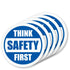 SmartSign Think Safety First Pack of 5 Hard Hat Labels, Retro-Reflective, 2" Circle