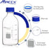 Glass Round Media Storage Bottles - 1000ml Volume, 3.3 Borosilicate Glass with GL45 Polypropylene Screw Cap
