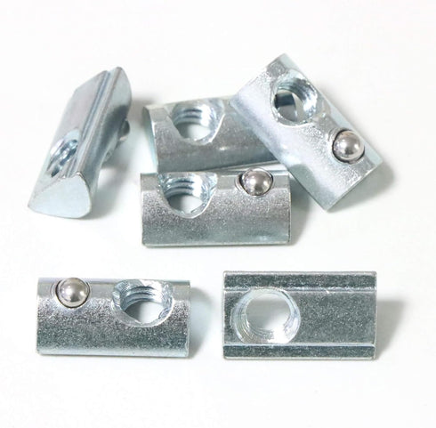 20 Packs 5/16-18 Threaded Steel T-Nut with Ball Spring, T Slot Accessories for Aluminum Extrusion Profile