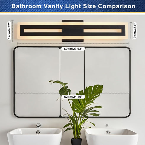 24 Inch, 15W Dimmable 3CCT WILON Modern Bathroom Vanity Light LED Vanity Light, Black Bathroom Lights Over Mirror
