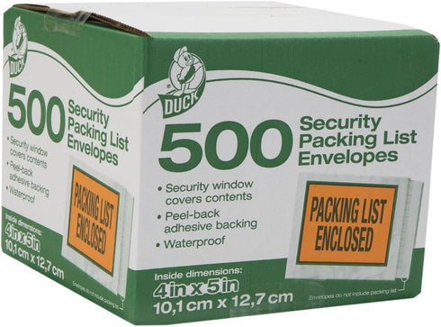 Duck Brand Security View Packing List Envelopes, 5.5 x 4.5-Inch, 500-Count (394742)