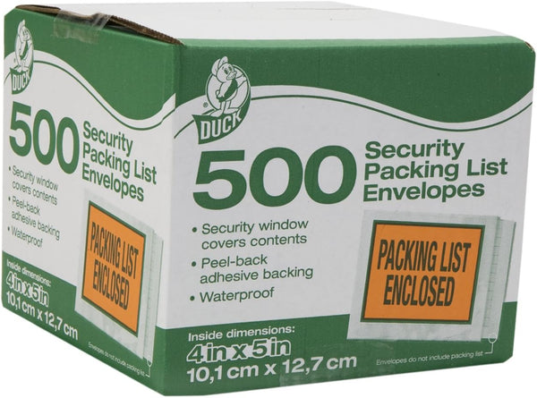 Duck Brand Security View Packing List Envelopes, 5.5 x 4.5-Inch, 500-Count (394742)