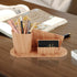 Fashion PU Leather Desk Organizer Storage Box, Office Supplies Caddy & Business Card Holder, Apricot Faux Leather