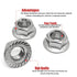 QINGSHENG M14-1.5mm 304 Tooth(4pcs) Thread Pitch Stainless Steel Flange Nut Hex Lock Nuts,Fine