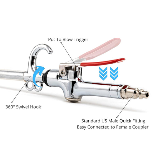 NEIKO 31122A High Flow Air Blow Gun with 17-26 Inch Extensible Nozzle, Pneumatic Air Compressor Tool