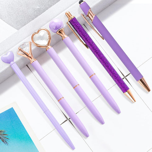 Personalized Pens for Women, 6 Pcs Purple Pens Ballpoint Pens Bulk, 1.0mm Medium Point Black Ink Pens for Journaling, Office and School Supplies Pens Gifts for Nurse Teacher (Purple) by YOXMJDB