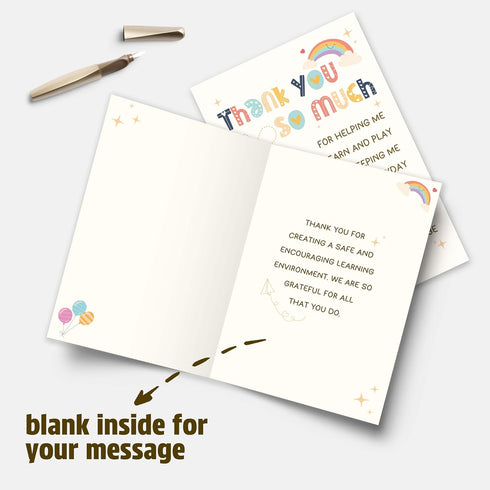 YIWANSIN Thank You Card Gift for Teacher, Preschool Teacher Appreciation Card from Parents, End of Year Thank You Gift