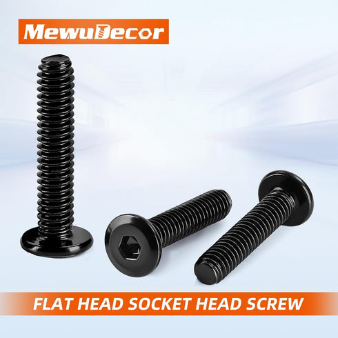 MewuDecor M6 18mm Countersunk 25 x Flat Head Socket Head Screws Bolts for Furniture Chair Table Desk Crib Bed, Carbon