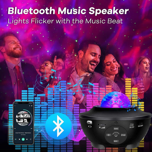 Elec3 Galaxy Projector for Bedroom, Ocean Light Projector with Bluetooth Speaker and RC Water Wave Lamp Northern Night