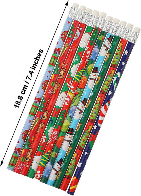Outus Christmas Holiday Wood Pencils with Eraser for Kids Bulk with Christmas Elements for Christmas Party Favor Supply Xmas Classroom Student Reward Prizes Stationery Decor, 10 Styles(50 Pieces) by Outus