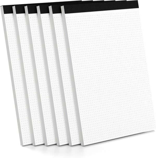 Dot Grid Pads 8.5" x 11", 6 Pack, Dotted Grid Journal Paper, Easy Tear-off Dotted Notebook, 30 Sheets/Pad