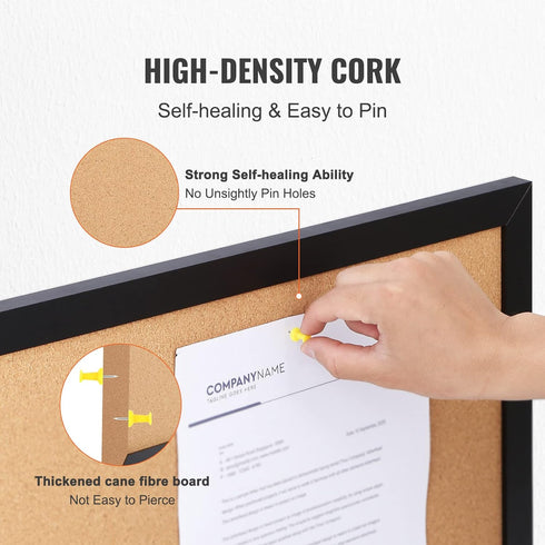 VEVOR 36" x 24" Cork Board for Office, Framed Bulletin Board with Push Pins for Home and School