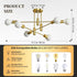 6-Light Sputnik Chandelier Gold, Mid-Century Modern Ceiling Light Fixture for Dining Room, Kitchen, Living Room