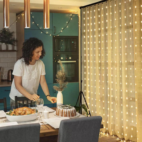 600 20Ft 10Ft echosari LED Curtain Lights Plug in, x Connectable Dual Color Changing Fairy Lights Curtain Outdoor