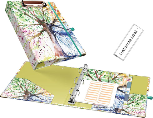 Mini 3 Ring Binder, 1 Inch for 5.5" x 8.5" Paper with 5-Tab Dividers, EYROZILL Cute Mini Binder for School/Office