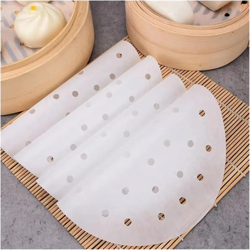 Generic 100Pcs Tools(8in) Steamed Paper Buns Pastries Non-stick Dim Sum Bread Bakery Restaurant Kitchen Cooking