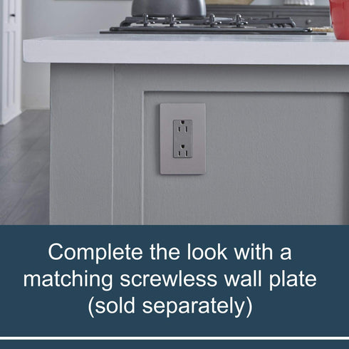Legrand radiant 885TRNICC12 15 Amp Tamper Resistant Decorator Duplex Outlet, Nickel (1 Count)