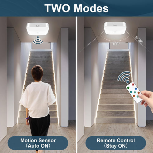 Closet, 3000K-6000K WhitePoplar Motion Sensor Rechargeable Ceiling Light Indoor with Remote, Wireless Battery Operated