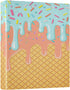 Aslsiy 3 1.5 Inch Kids Ring Binder Light Salmon Pale Turquoise Ice Cream Girls Round Clipboard Binder Decorative