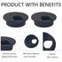 PDETVEO 5PCS 2 Inch Grommet, Desk Cable Black Wire Management Hole Cover, Plastic Cord Organizer for Computer Desk