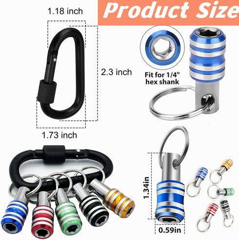 Bit Holder Keychain - 1/4 inch Hex Shank Screwdriver Bits Holder Extension Bar (5PCS)