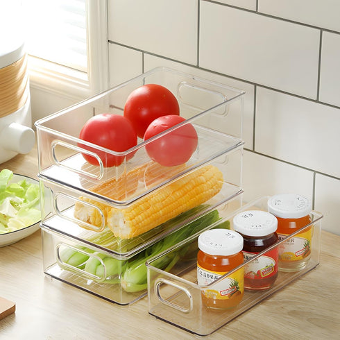 Phone Case Box Organizer, Clear Storage Bins with Handles for Kitchen & Classroom Organization
