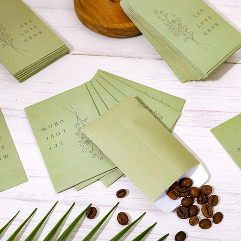 Whaline 200Pcs Self Adhesive Wedding Favor Packets, Green Envelope Minimalist Storage Pockets for Garden & Party