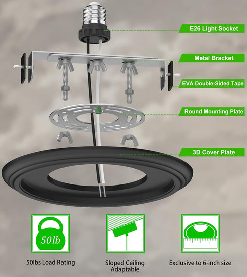 6-Inch 7" 6" Recessed Can Light Conversion Kit for Pendant Light or Ceiling Fan, Ceiling Fixture Adapter