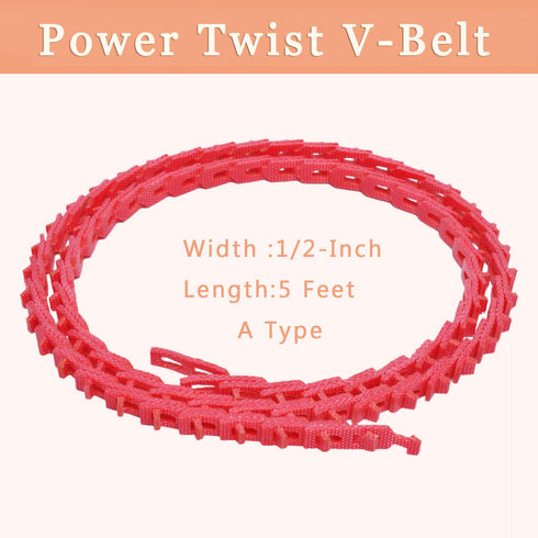 5FT Power Twist V Belt 1/2-Inch x 5 Feet A Type, Adjustable Link Belt for Lathes, Table Saws & Woodworking Tools