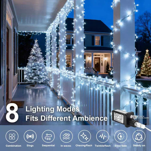 165FT 500LED 30V 8 LED String Lights, Plug in Waterproof String Lights with Modes for Indoor and Outdoor Party Wedding