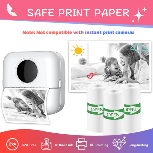 MIARALA 18 57x25mm, Rolls Mini Thermal Printer Sticker Paper, High-Contrast Sticker Paper for Mini Pocket Printer