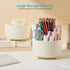 Desk Pencil Pen Holder, 5 Slots 360 Degree Rotating Organizer for Stationery Supplies (Cream Yellow)