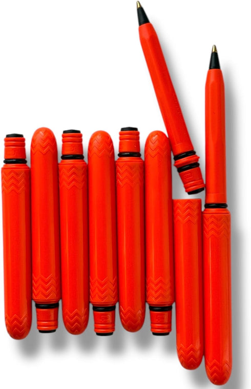 Pen - USA Made Pocket Pen, 8 Pack, Compact Lightweight EDC Black Ink Ballpoint Pen, Blaze Orange