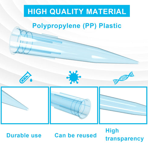 ONiLAB Pipette Tips 1000 UL, 500 PCS Clear Blue Laboratory Universal Plastic Tips, Autoclavable