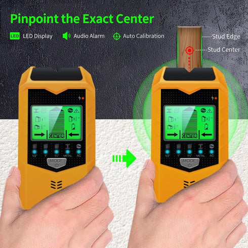5 in 1 Stud Finder Wall Scanner with HD LCD Display for Center and Edge of Wood Metal AC Wire