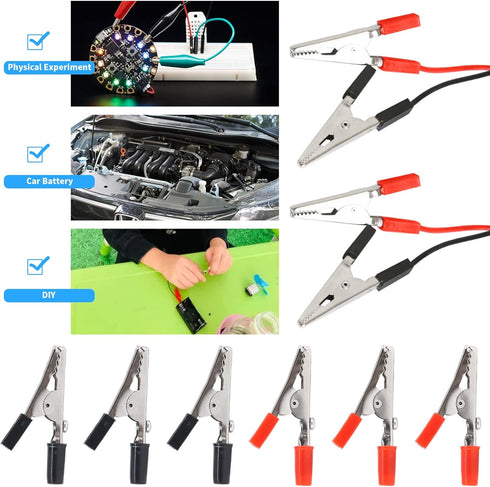 Glarks 60Pcs 53MM Insulated Alligator Clip Clamp Assortment Kit - Red Black Electrical Test Clamps for Testing