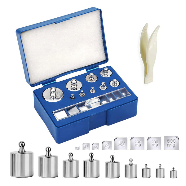 17 Pcs Calibration Weights Set, 10mg-100g Stainless Steel Calibration Weight Kit for Balance Verification