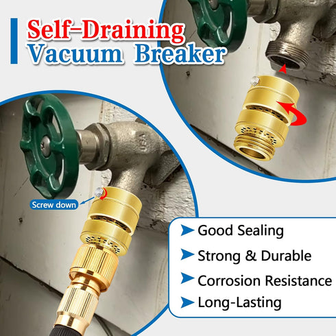 Fine Thread Vacuum Breaker - PK1390 1-1/16" Female No Lead Brass - Self-Draining Hose Bib Vacuum Breaker