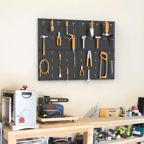 TORACK 4Pcs Metal Pegboard Panels 12"x16" for Garage, Workbench, Tool Organizer with 1/8" & 1/4" Holes, Black