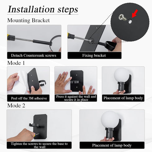 KSNALUX Set Dimmable 2700K Black LED Wall Sconces of Two Round Wall Lamp with Remote Cordless Lamp USB Rechargeable