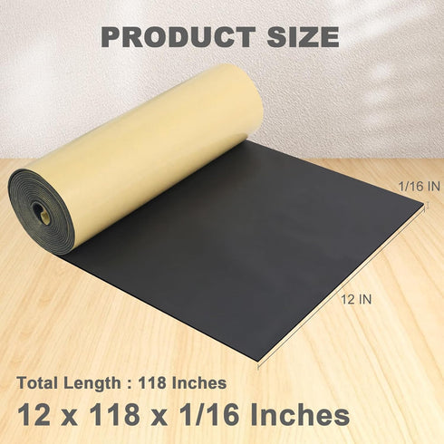 Storystore Foam Rubber Sheet with Adhesive, 12 x 118 x 1/16 Inch Neoprene Foam Sheet for Multi-Function Soundproof