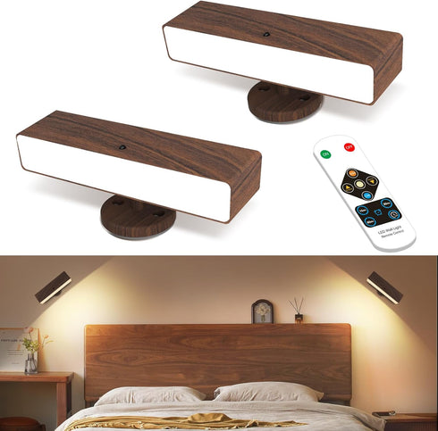 Battery Operated Wall Sconces Set of 2: Wireless Rechargeable Wall Light with