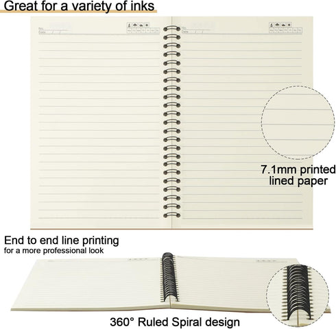 Epakh 22 Packs A5 Spiral Notebook, Hard Cover, Wide Ruled, 50 Sheets, 8.3 x 5.5 Inches, Brown