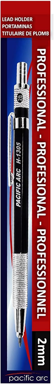 Pacific Arc Black Drafting Pencil, 2mm Lead Holder and Lead Sharpener for Artist Drawing, Drafting, Sketching