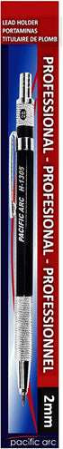 Pacific Arc Black Drafting Pencil, 2mm Lead Holder and Lead Sharpener for Artist Drawing, Drafting, Sketching