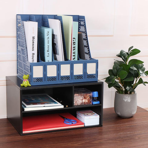 EMERIT 2 Printer Stand Shelf with Storage Wood Desk Paper Organzier for Home/Office,Printer Riser, Tire
